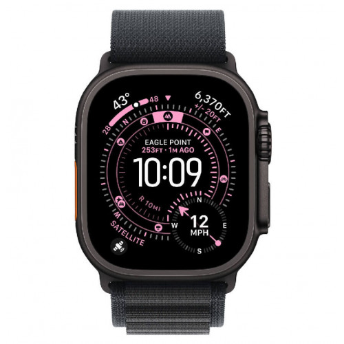 
Apple Watch Ultra 3, 49 мм, Black Titanium Case/Black Alpine Loop Medium Band