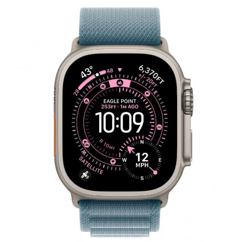 
Apple Watch Ultra 3, 49 мм, Natural Titanium Case/Light Blue Alpine Loop Large Band
