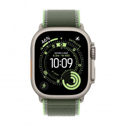 Apple Watch Ultra 3, 49 мм, Natural Titanium Case/Green/Neon Trail Loop M/L Band