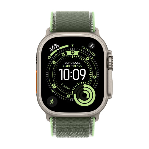 
Apple Watch Ultra 3, 49 мм, Natural Titanium Case/Green/Neon Trail Loop M/L Band