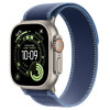 
Apple Watch Ultra 3, 49 мм, Natural Titanium Case/Blue/Bright Blue Trail Loop M/L Band