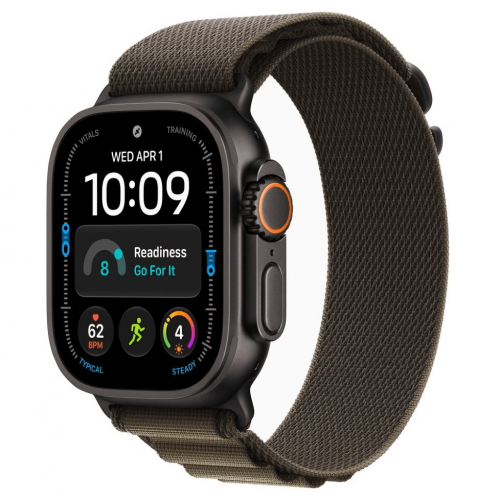 
Apple Watch Ultra 4, 49 мм, Black Titanium Case with Dark Olive Alpine Loop (S)
