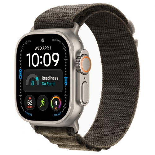 
Apple Watch Ultra 4, 49 мм, Natural Titanium Case with Dark Olive Alpine Loop (M)