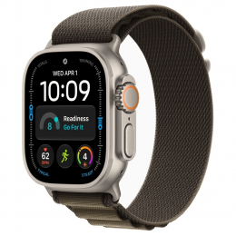 Apple Watch Ultra 4, 49 мм, Natural Titanium Case with Dark Olive Alpine Loop (L)