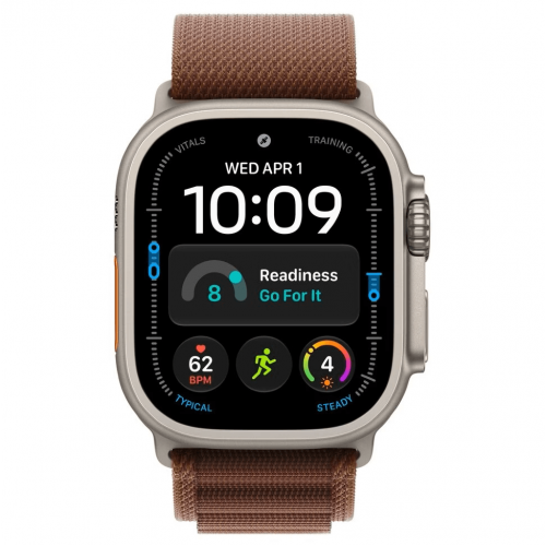 
Apple Watch Ultra 4, 49 мм, Natural Titanium Case with Burgundy Alpine Loop (M)