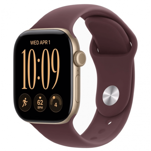 
Apple Watch Series 12, 42 мм, Light Gold Aluminum Case with Burgundy Sport Band (M/L)