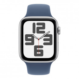 Apple Watch Series SE 2024, 40mm, Silver Aluminium Case, Sport Band Blue Denim , S/M