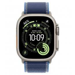 Apple Watch Ultra 3, 49 мм, Natural Titanium Case/Blue/Bright Blue Trail Loop S/M Band