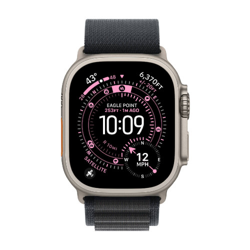 
Apple Watch Ultra 3, 49 мм, Natural Titanium Case/Black Alpine Loop Small Band