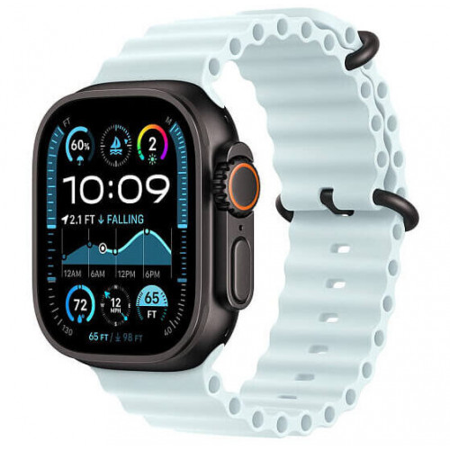 
Apple Watch Ultra 2 GPS + Cellular, 49 мм, черный корпус из титана, ремешок Ocean цвета «Ice Blue»