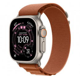 Apple Watch Ultra 3, 49 мм, Natural Titanium Case/Terra Cotta Alpine Loop Small Band