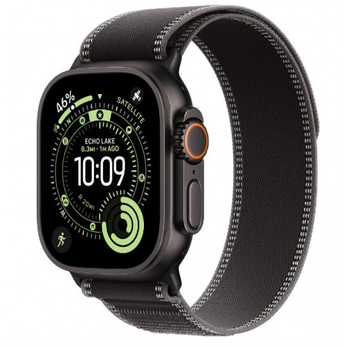 
Apple Watch Ultra 3, 49 мм, Black Titanium Case/Black Charcoal Trail Loop M/L Band