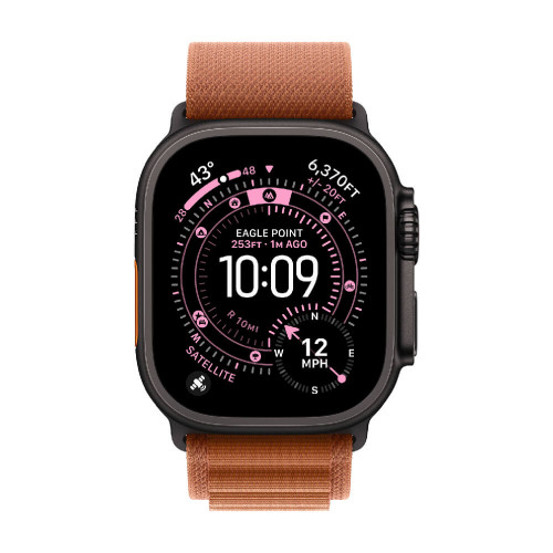 
Apple Watch Ultra 3, 49 мм, Black Titanium Case/Terra Cotta Alpine Loop Medium Band