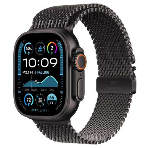 
Apple Watch Ultra 2 GPS + Cellular, 49 мм, корпус из титана, ремешок Titanium Milanese Loop черного цвета, размер M