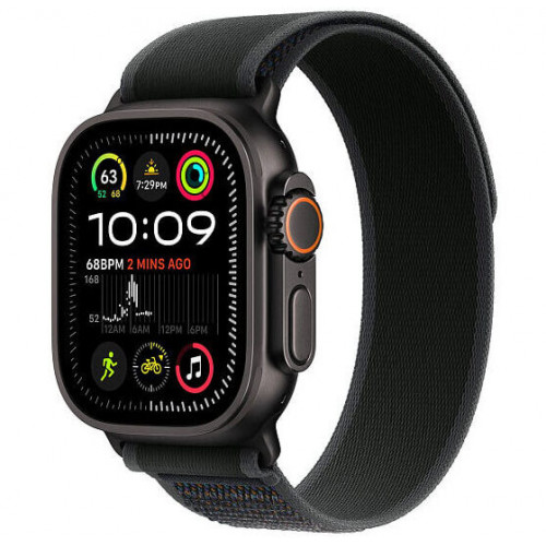 
Apple Watch Ultra 2 GPS + Cellular, 49 мм, черный корпус из титана, ремешок Trail цвета «Black», размер M/L