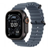 
Apple Watch Ultra 3, 49 мм, черный корпус из титана, ремешок Ocean цвета «Anchor Blue»