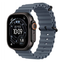 Apple Watch Ultra 3, 49 мм, черный корпус из титана, ремешок Ocean цвета «Anchor Blue»
