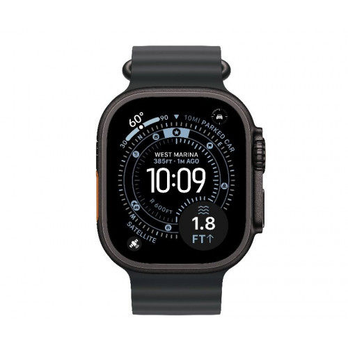 
Apple Watch Ultra 3, 49 мм, черный корпус из титана, ремешок Ocean цвета «Black»