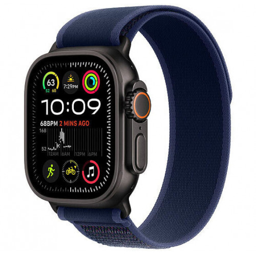 
Apple Watch Ultra 2 GPS + Cellular, 49 мм, черный корпус из титана, ремешок Trail цвета «Blue», размер S/M