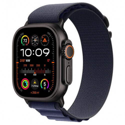 
Apple Watch Ultra 2 GPS + Cellular, 49 мм, черный корпус из титана, ремешок Alpine цвета «Navy», размер S