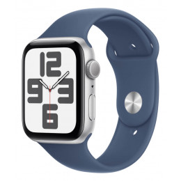 Apple Watch Series SE 2024, 40mm, Silver Aluminium Case, Sport Band Blue Denim, M/L