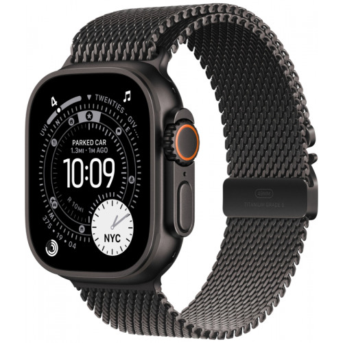 
Apple Watch Ultra 3, 49 мм, Black Titanium Milanese Loop Black L